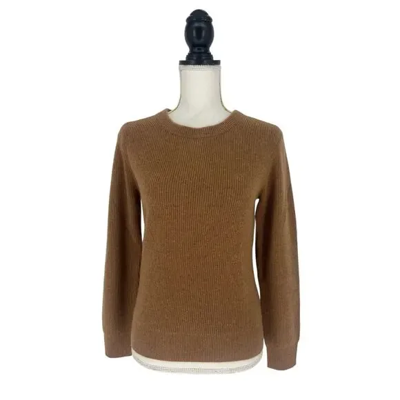 Ravella Ribbed Brown Camilla Luxe Cashmere Sweater